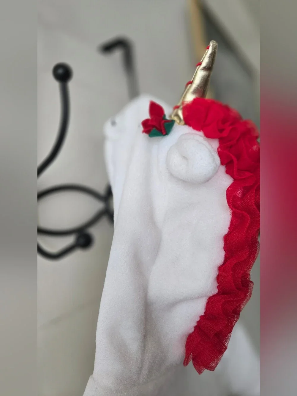 *3/$20 Hudson Baby White Unicorn Hooded Robe with Red Flower